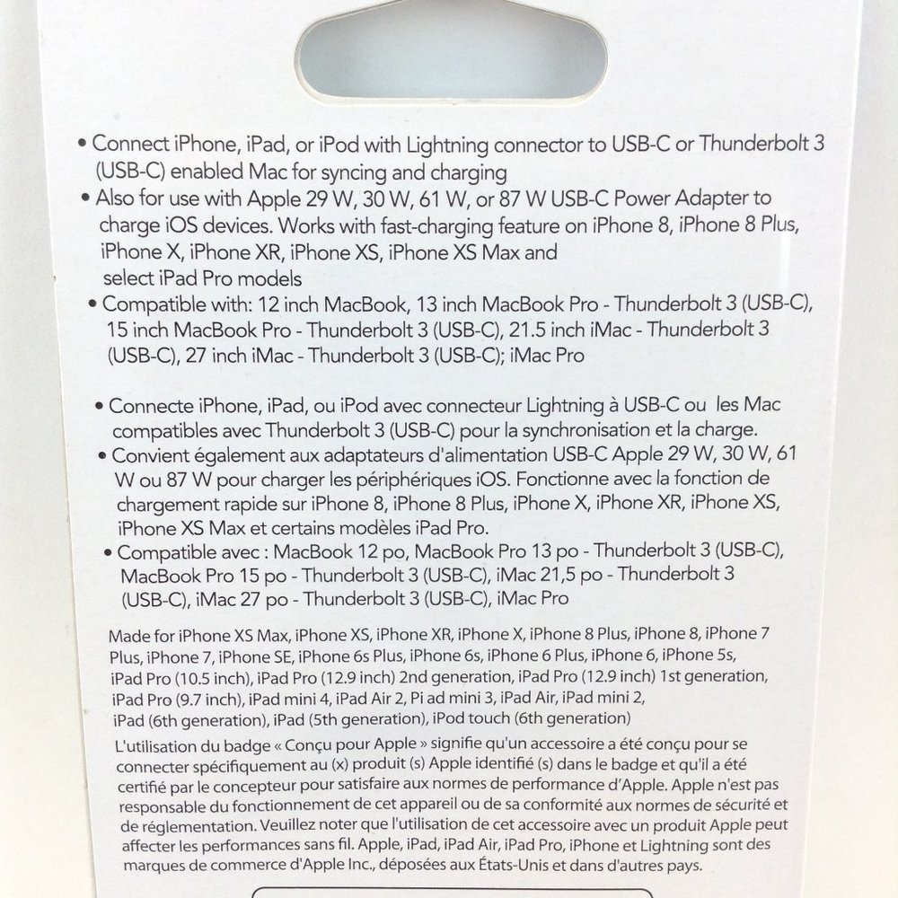 onn Charge & Sync Cable Lightning to USB C Connector for iPhone, iPad, iPod NEW - Picture 4 of 4